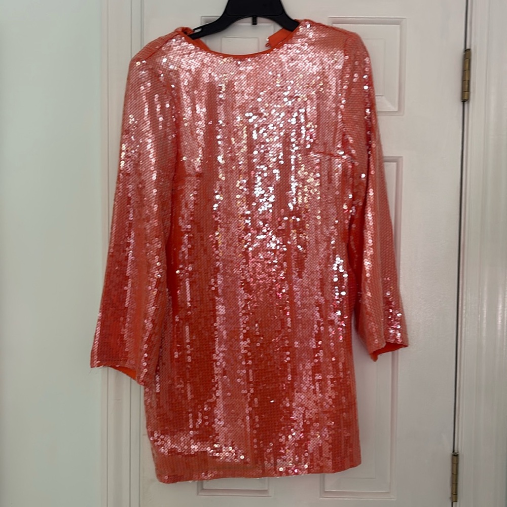 ASOS Orange Bell Sleeve Sequin Mini Dress size 6